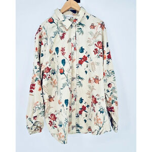 Coldwater Creek Size 22W Floral Cotton Button Down Shirt Lightweight Cottagecore